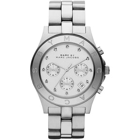 Ladies / Womens Blade Silver Stainless Steel White Dial Marc Jacobs Designer Watch MBM3100