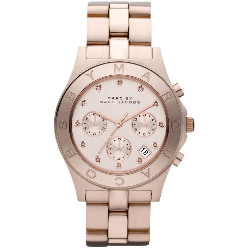 Ladies / Womens Rose Gold Stainless Steel Chronograph Marc Jacobs Designer Watch MBM3102