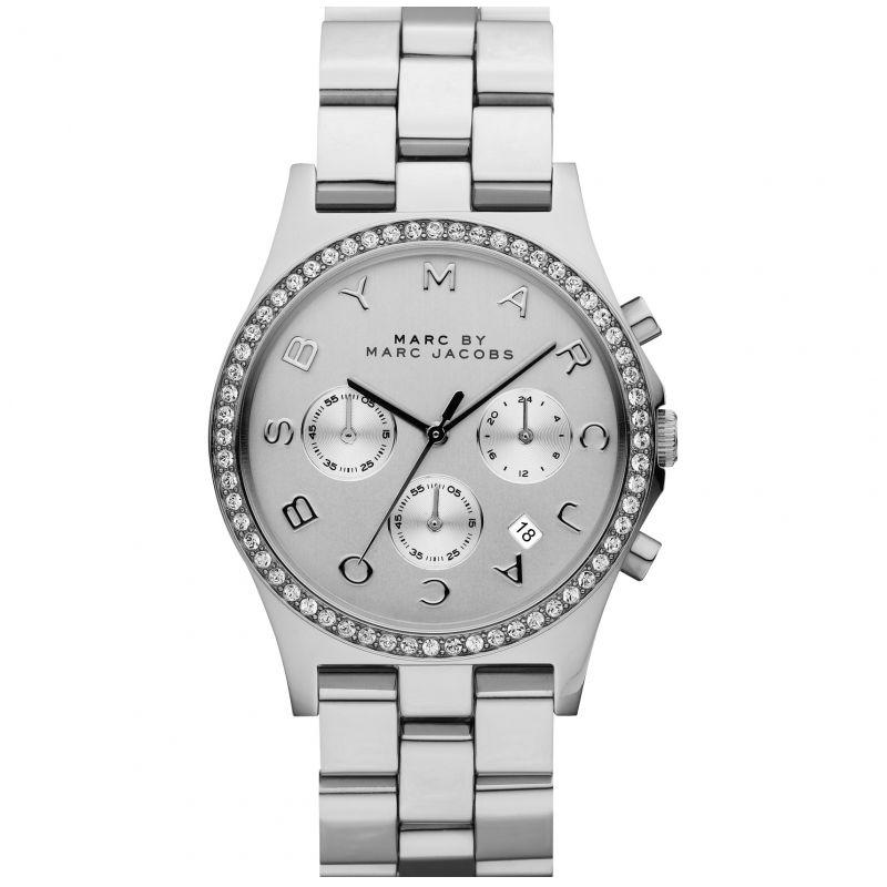 Ladies / Womens Henry Glitz Silver Stainless Steel Chronograph Marc Jacobs Designer Watch MBM3104