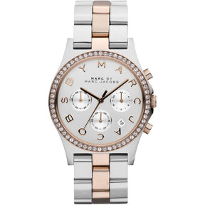 Ladies / Womens Henry Two-Tone Stainless Steel Chronograph Marc Jacobs Designer Watch MBM3106