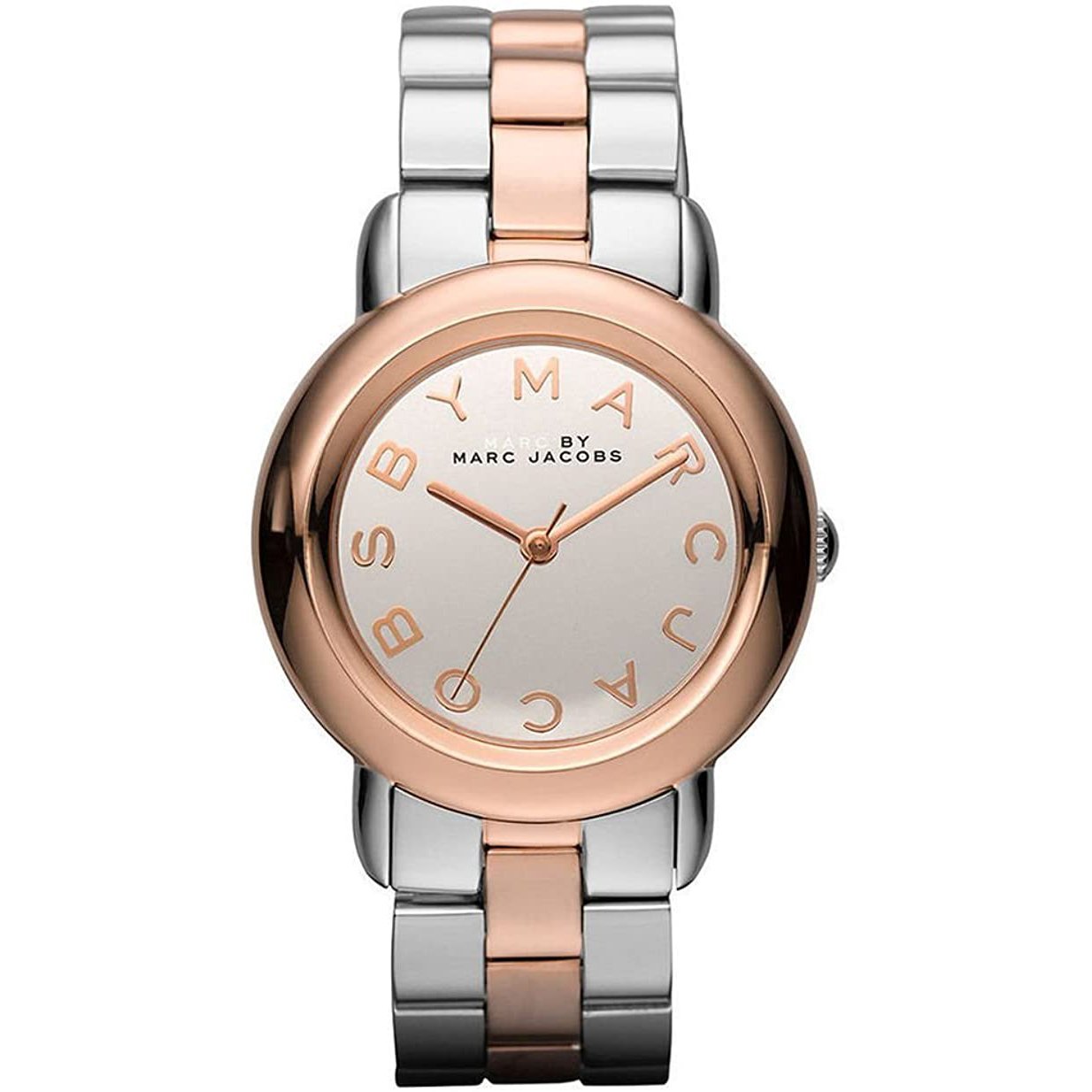 Ladies / Womens Marci Mirror Silver Rose Gold Stainless Steel Marc Jacobs Designer Watch MBM3170