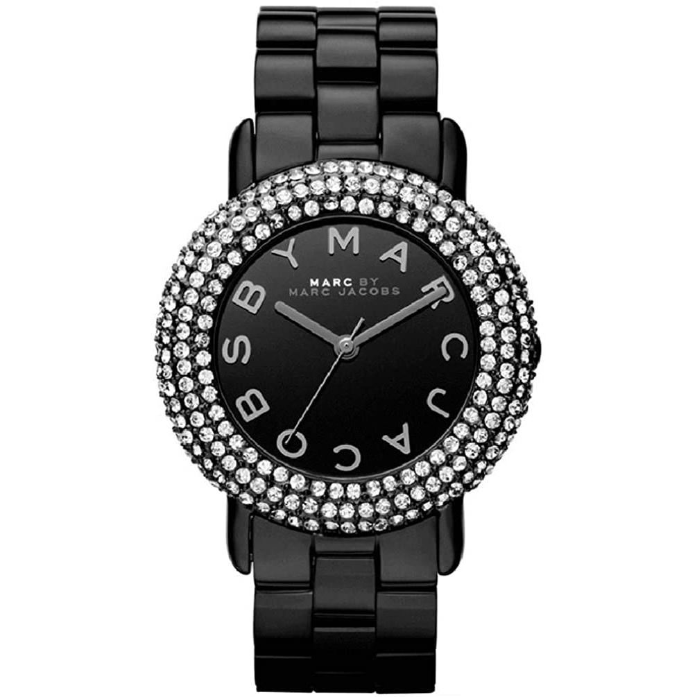 Ladies / Womens Marci Crystal Black Stainless Steel Marc Jacobs Designer Watch MBM3193