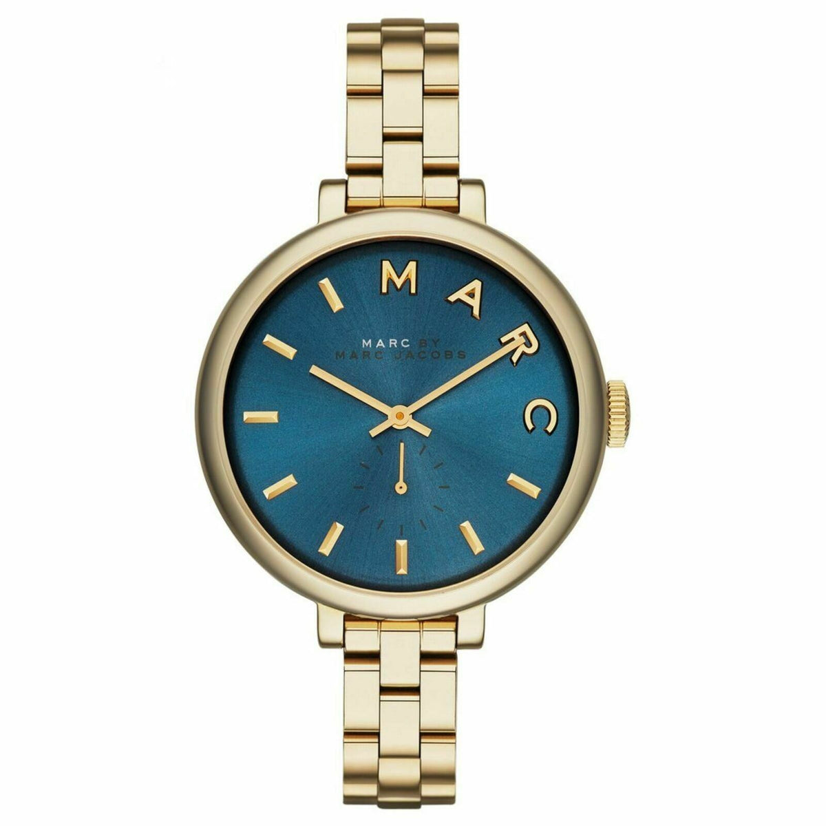 Ladies / Womens Sally Blue Dial Gold-Tone Marc Jacobs Designer Watch MBM3366