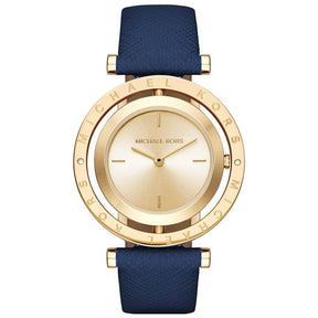Ladies / Womens Averi Navy Blue Leather Strap Michael Kors Designer Watch MK2526