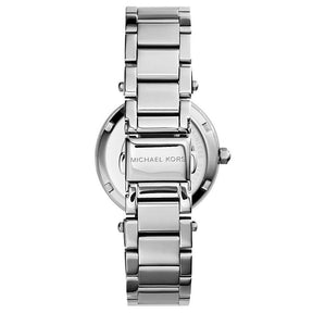 Ladies / Womens Mini Parker Silver Stainless Steel Chronograph Michael Kors Designer Watch MK5615