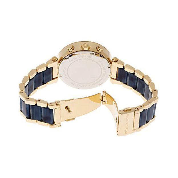 Ladies / Womens Parker Two-Tone Blue Stainless Steel Chronograph Michael Kors Designer Watch MK6238