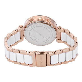 Ladies / Womens Parker White & Rose Gold Chronograph Michael Kors Designer Watch MK5774