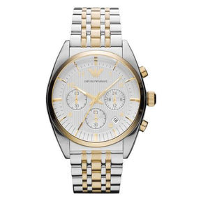 Mens / Gents Two Tone Stainless Steel Chronograph Emporio Armani Designer Watch AR0396