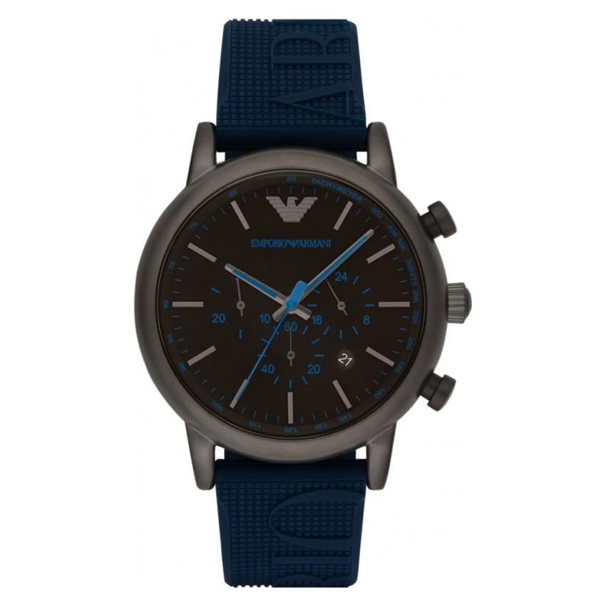Mens / Gents Luigi Blue Rubber Chronograph Emporio Armani Designer Watch AR11023