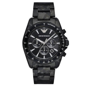 Mens / Gents Sport Camo Black Stainless Steel Chronograph Emporio Armani Designer Watch AR11027