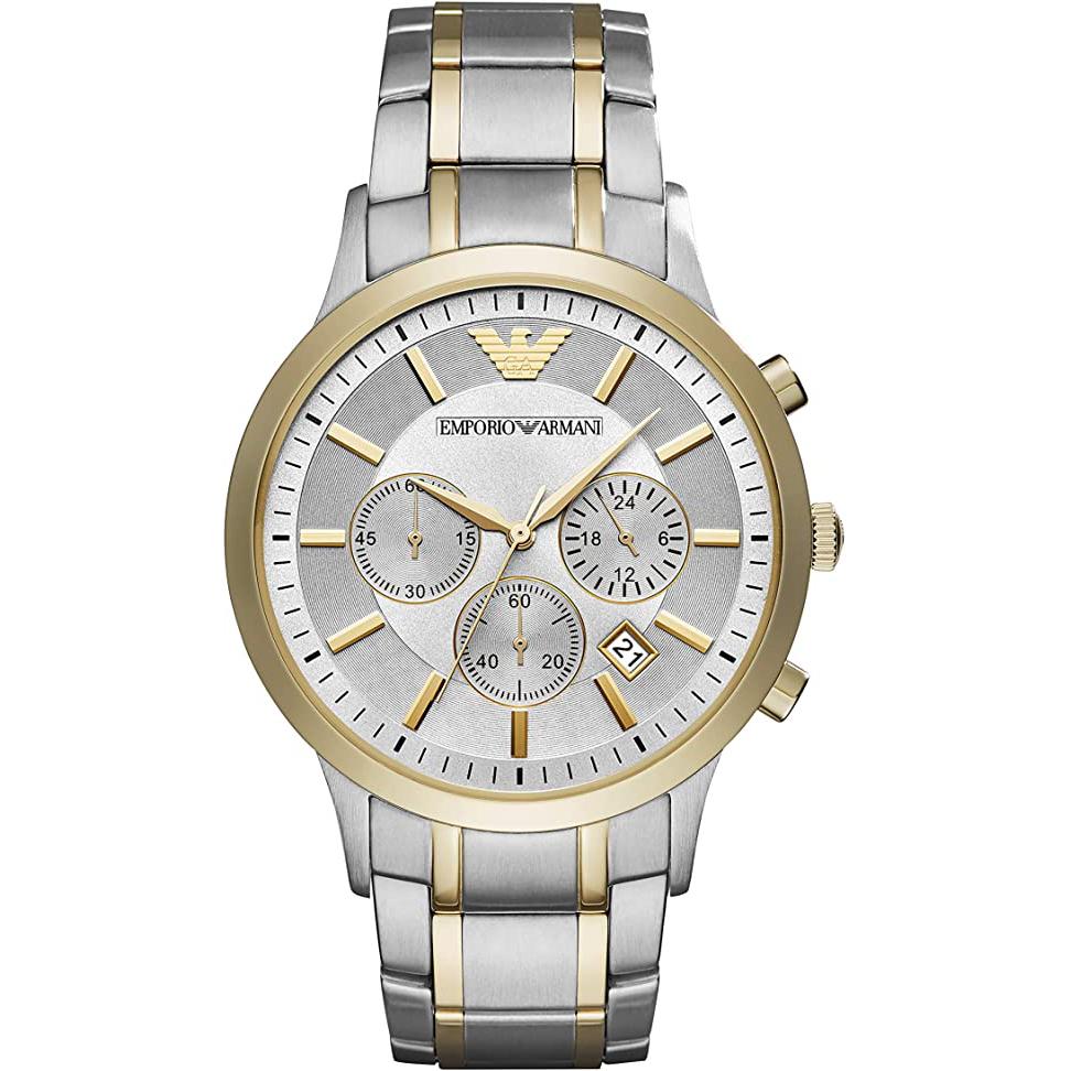 Mens / Gents Two Tone Stainless Steel Chronograph Emporio Armani Designer Watch AR11076
