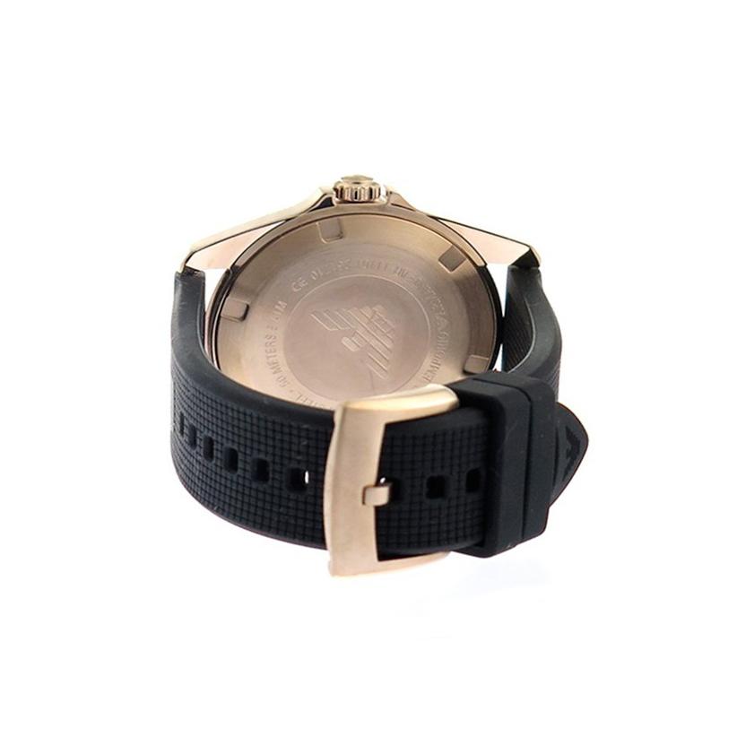Mens / Gents Rose Gold Black Rubber Strap Emporio Armani Designer Watch AR11101