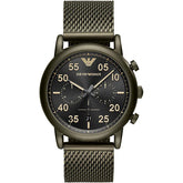 Mens / Gents Sport Khaki Green Steel Mesh Bracelet Emporio Armani Designer Watch AR11115