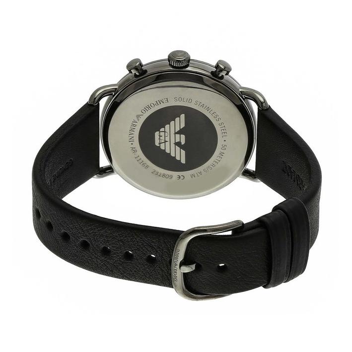 Mens / Gents Aviator Black Leather Strap Emporio Armani Designer Watch AR11168