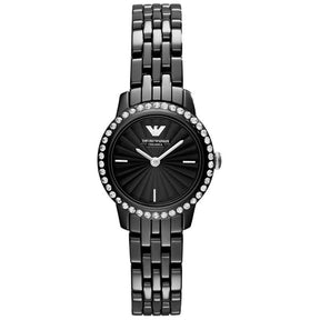 Ladies / Womens Black Ceramic Crystal Dial Emporio Armani Designer Watch AR1480