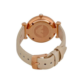 Ladies / Womens Rose Gold Cream Leather Emporio Armani Designer Watch AR1681