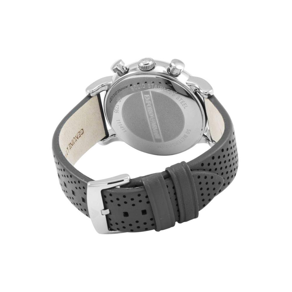 Mens / Gents Stainless Steel Black Leather  Emporio Armani Designer Watch AR1735