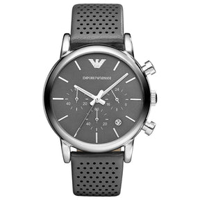 Mens / Gents Stainless Steel Black Leather  Emporio Armani Designer Watch AR1735