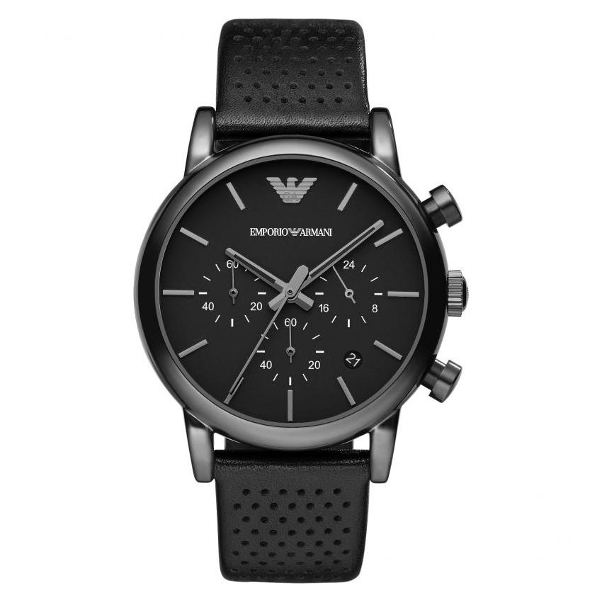 Mens / Gents Black Chronograph Stainless SteelEmporio Armani Designer Watch AR1737