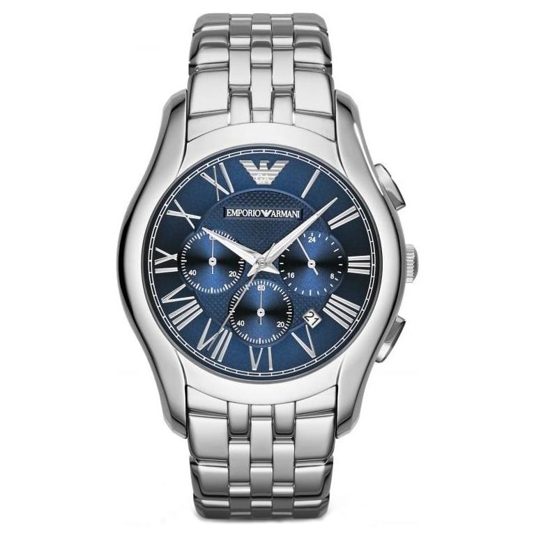 Mens / Gents Blue Dial Silver Stainless Steel Chronograph Emporio Armani Designer Watch AR1787