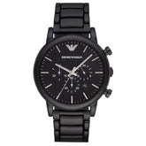 Mens / Gents Black Stainless Steel Chronograph Emporio Armani Designer Watch AR1895
