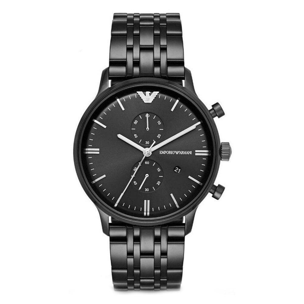 Mens / Gents Black Stainless Steel Chronograph Emporio Armani Designer Watch AR1934