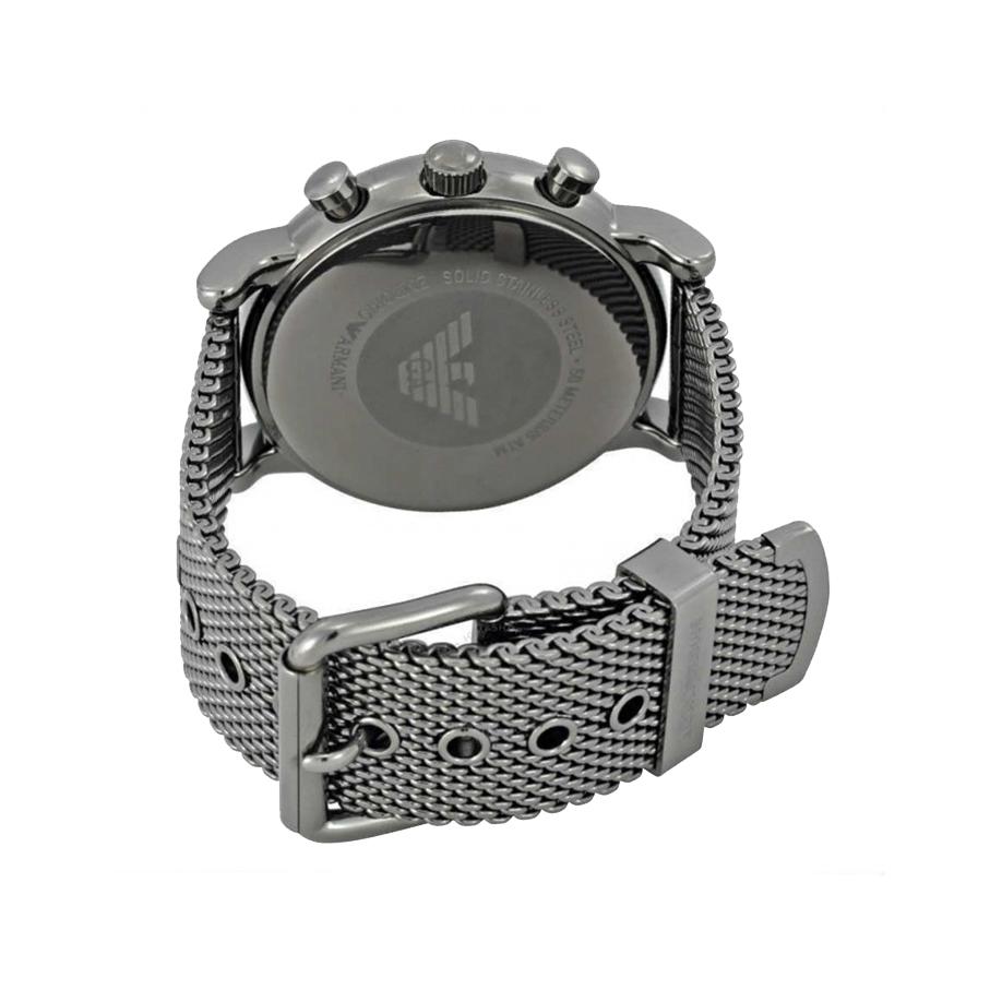 Mens / Gents Gunmetal Grey Mesh Chronograph Emporio Armani Designer Watch AR1979