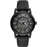 Mens / Gents Black Leather Strap Emporio Armani Designer Watch AR60008