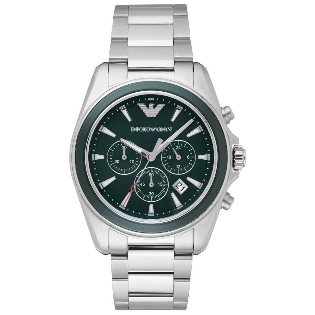 Mens / Gents Silver Stainless Steel Chronograph Emporio Armani Designer Watch AR6090