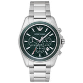 Mens / Gents Silver Stainless Steel Chronograph Emporio Armani Designer Watch AR6090