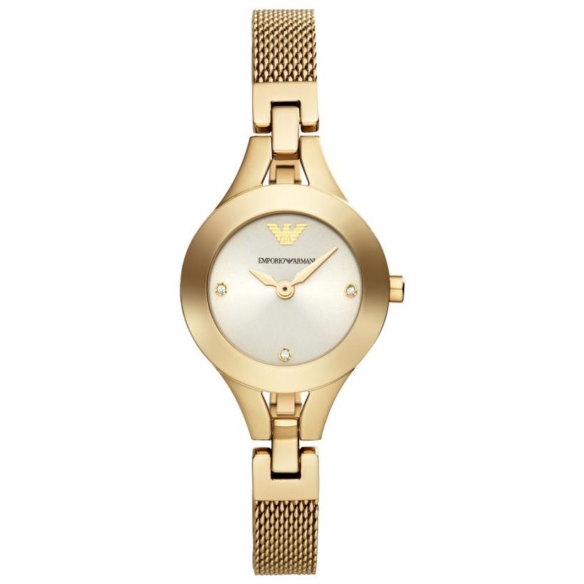 Ladies / Womens Gold Stainless Steel Bracelet Emporio Armani Designer Watch AR7363