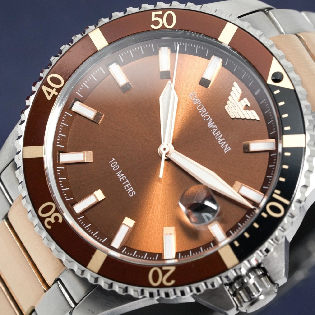 Emporio Armani Men's Diver Watch Two Tone Rose Gold AR11340 