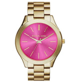 Michael Kors Ladies Slim Runway Gold Pink Watch MK3264