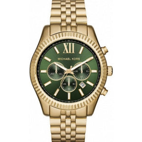Michael Kors Watch Lexington Chronograph Gold Green MK8446