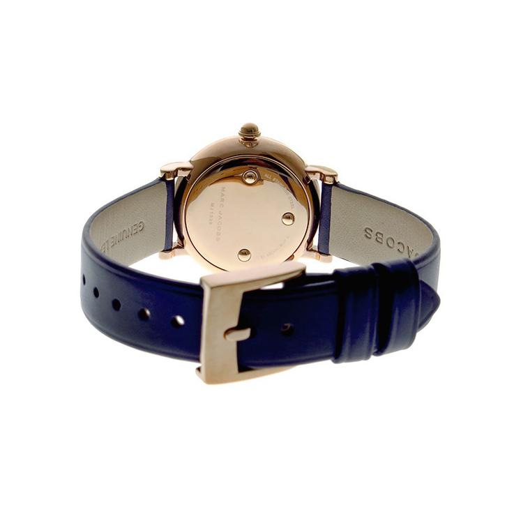 Ladies / Womens Mini Navy Blue Leather Marc Jacobs Designer Watch MJ1539