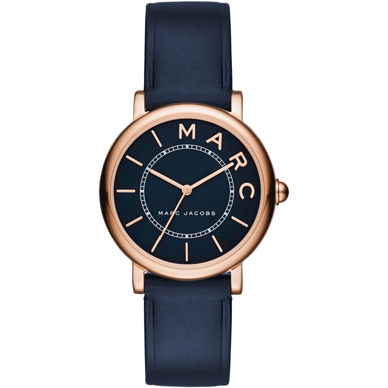 Ladies / Womens Mini Navy Blue Leather Marc Jacobs Designer Watch MJ1539